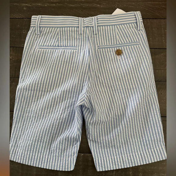 CREWCUTS NWT Ludlow Seersucker Blue White Striped Shorts Size 6 - Picture 2 of 8